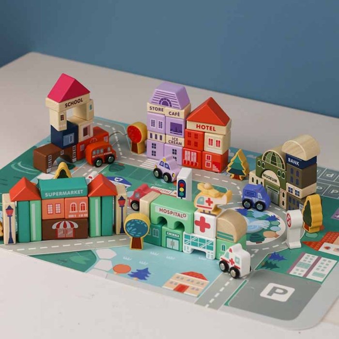 بریکس چوبی خانه سازی 115 تکه با صفحه بازی کد JHTOY101