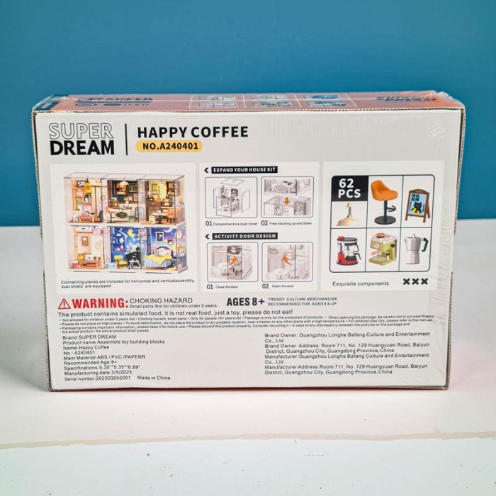 کیت خانه سازی مینیاتوری 62 تکه مدل کافی بار کد A240401