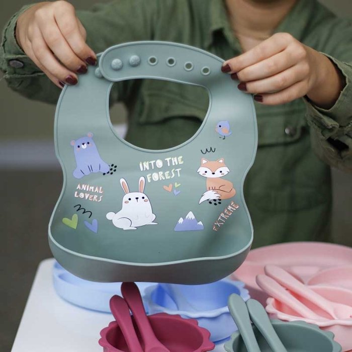 پیشبند و ظرف غذا کودک سیلیکونی کد GYFD001