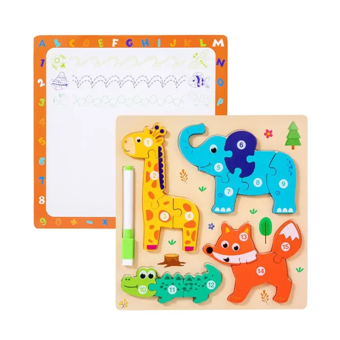 پازل چوبی جاگذاری 4 عددی طرح حیوانات جنگل کد JHTOY9325