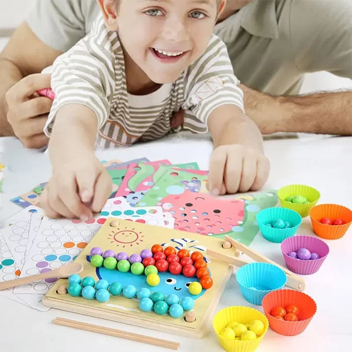 اسباب بازی مونته سوری جایگذاری با انبر طرح حیوانات 40 تکه کد QIYI