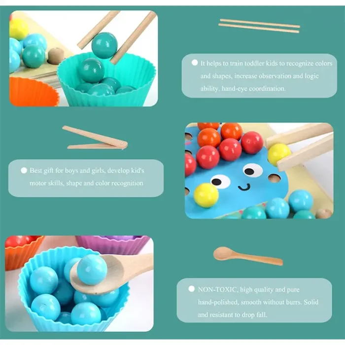 اسباب بازی مونته سوری جایگذاری با انبر طرح حیوانات 40 تکه کد QIYI