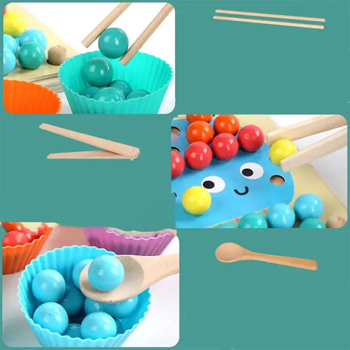 اسباب بازی مونته سوری جایگذاری با انبر طرح حیوانات 40 تکه کد QIYI