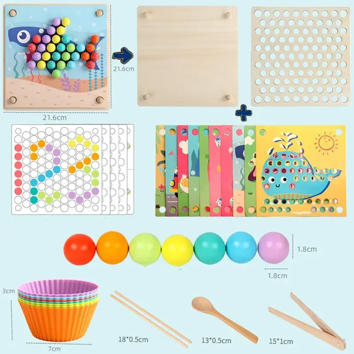 اسباب بازی مونته سوری جایگذاری با انبر طرح حیوانات 40 تکه کد QIYI