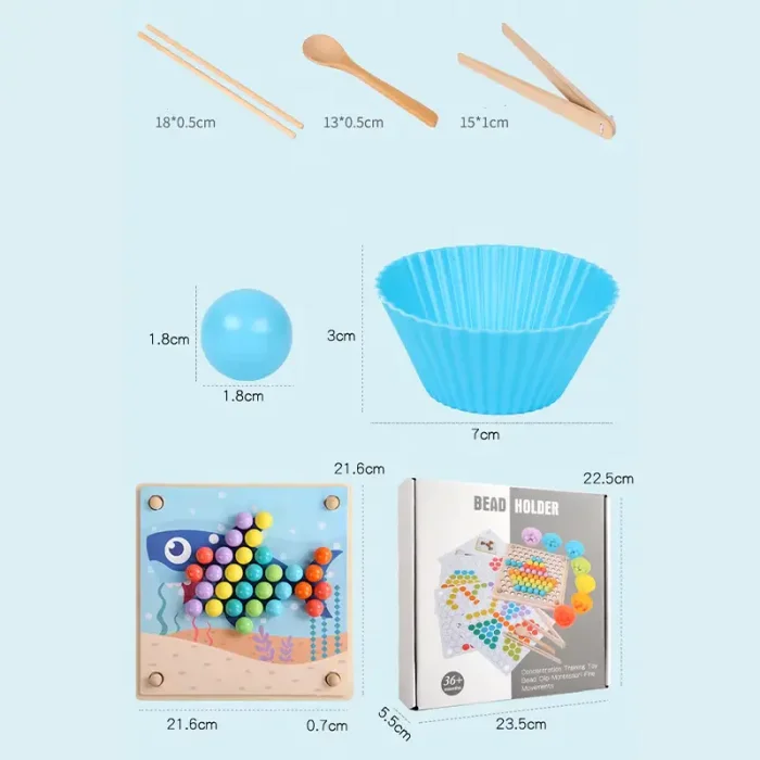 اسباب بازی مونته سوری جایگذاری با انبر طرح حیوانات 40 تکه کد QIYI