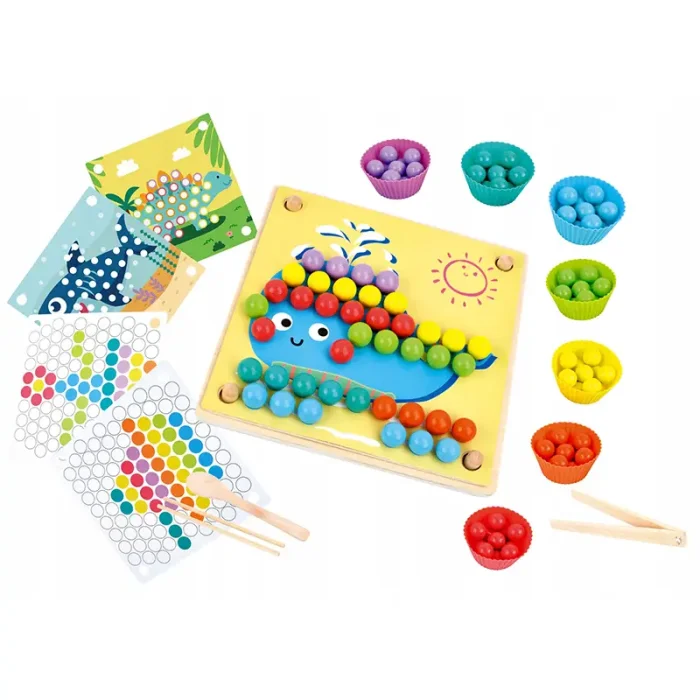 اسباب بازی مونته سوری جایگذاری با انبر طرح حیوانات 40 تکه کد QIYI