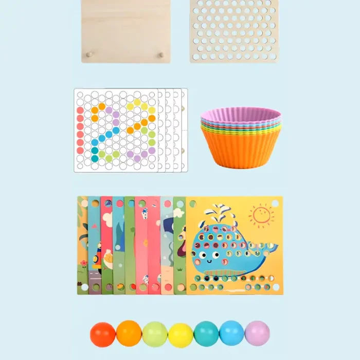 اسباب بازی مونته سوری جایگذاری با انبر طرح حیوانات 40 تکه کد QIYI