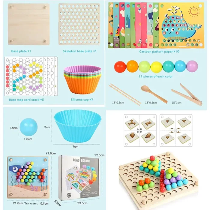 اسباب بازی مونته سوری جایگذاری با انبر طرح حیوانات 40 تکه کد QIYI