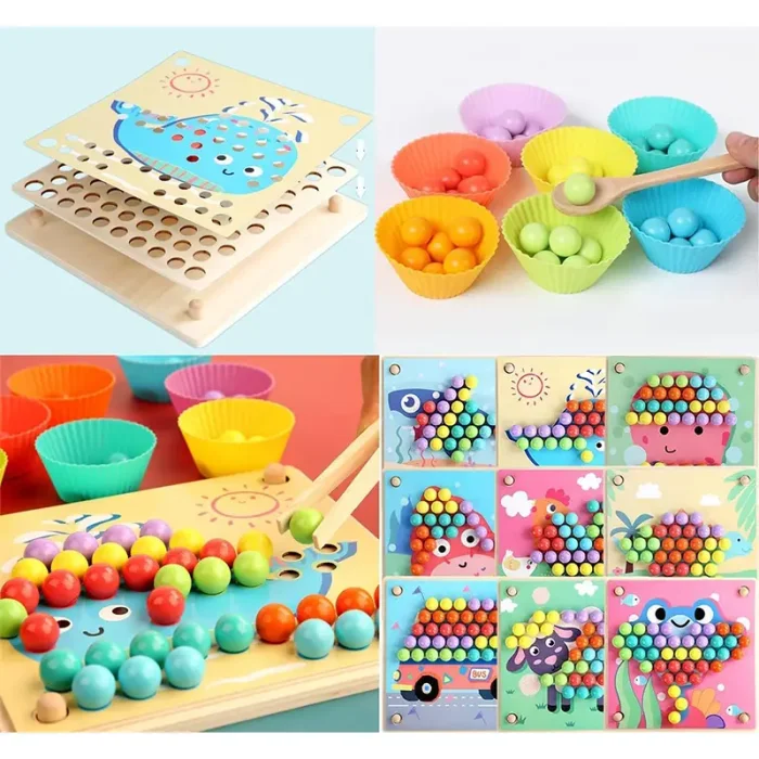 اسباب بازی مونته سوری جایگذاری با انبر طرح حیوانات 40 تکه کد QIYI