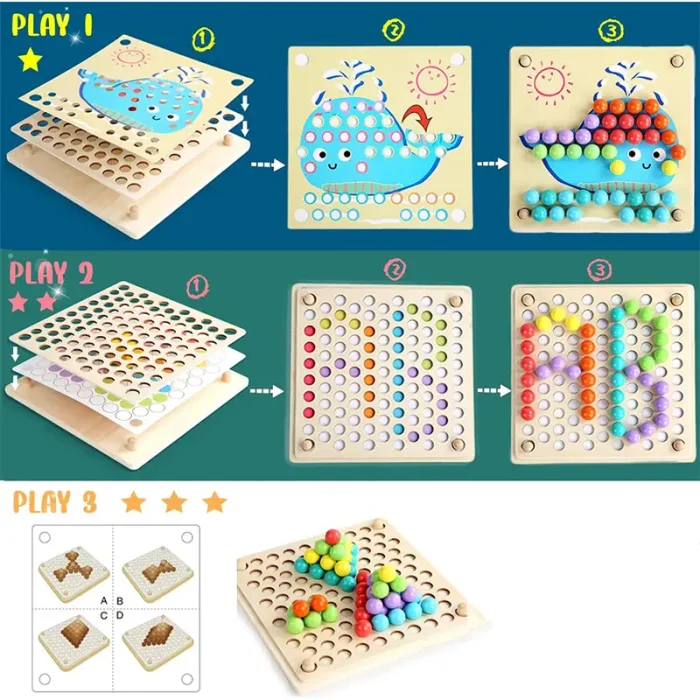 اسباب بازی مونته سوری جایگذاری با انبر طرح حیوانات 40 تکه کد QIYI