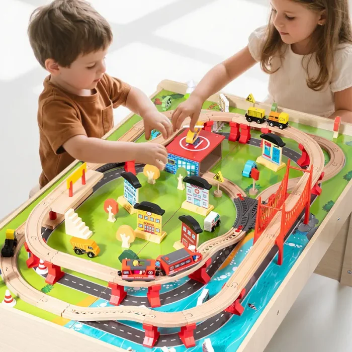 میز قطار بازی چوبی FlyingBoom Train Table Set کد FBTS001