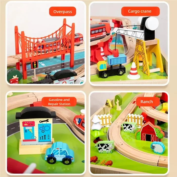 میز قطار بازی چوبی FlyingBoom Train Table Set کد FBTS001