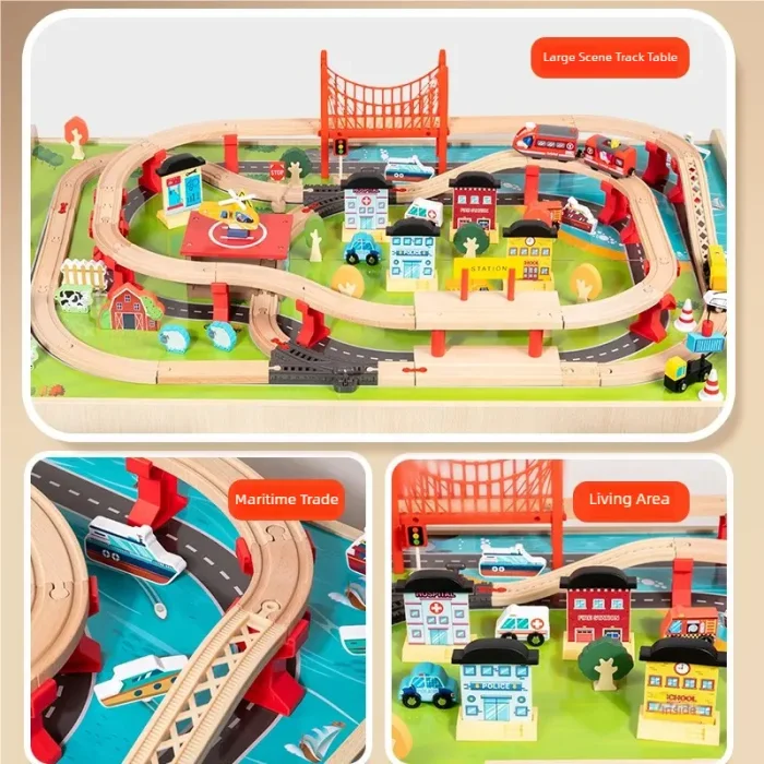 میز قطار بازی چوبی FlyingBoom Train Table Set کد FBTS001