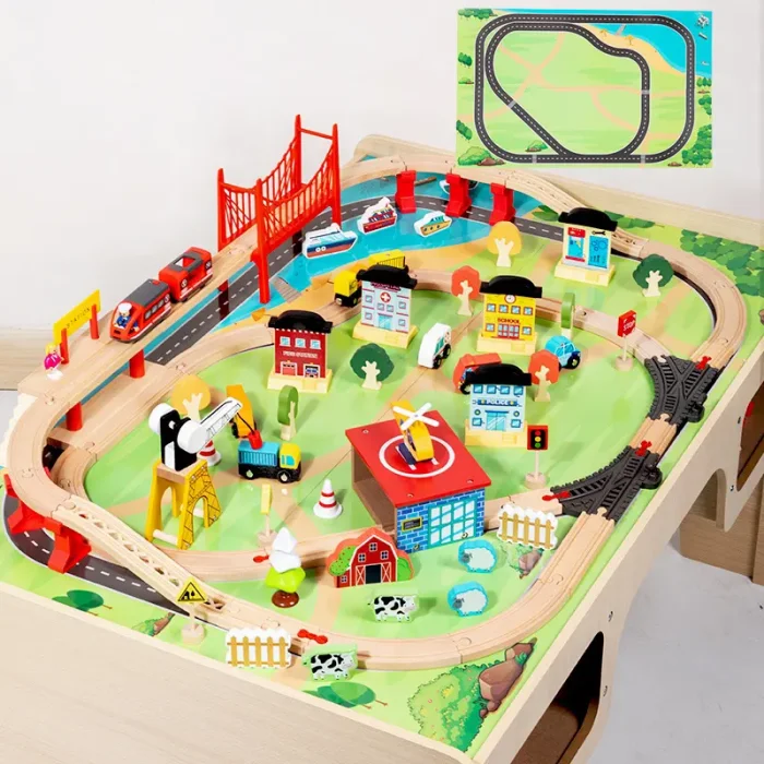 میز قطار بازی چوبی FlyingBoom Train Table Set کد FBTS001