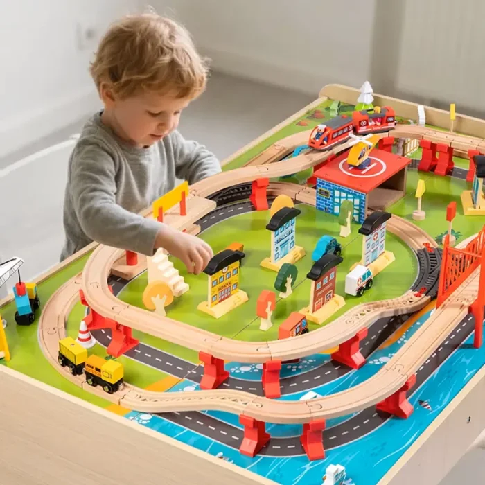 میز قطار بازی چوبی FlyingBoom Train Table Set کد FBTS001