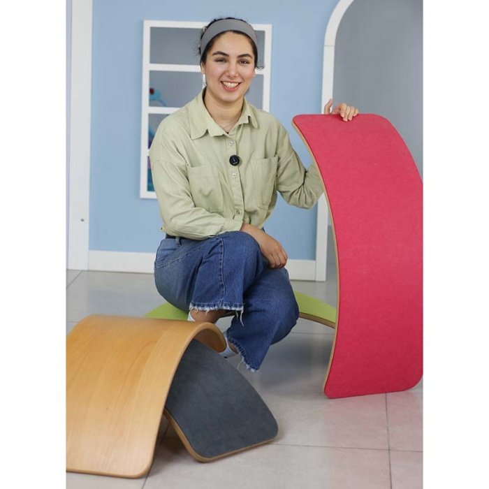 تخته تعادلی چوبی سایز بزرگ با زیره صورتی curvy مدل P/5555/GH