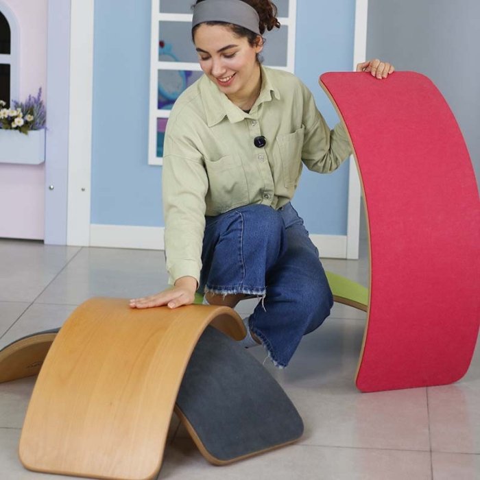 تخته تعادلی چوبی سایز بزرگ با زیره سبز کمرنگ curvy مدل P/5555/SA