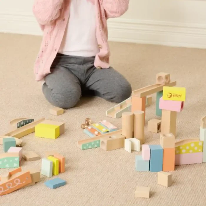 بلوک چوبی خانه سازی بریکس سطلی 115 تکه با صفحه بازی مدل JHTOY126