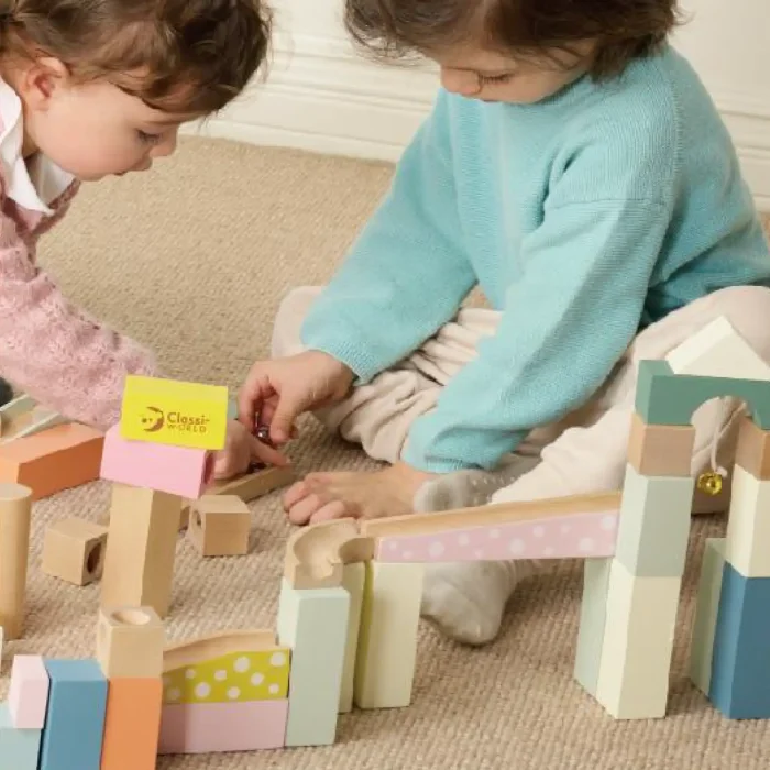 بلوک چوبی خانه سازی بریکس سطلی 115 تکه با صفحه بازی مدل JHTOY126