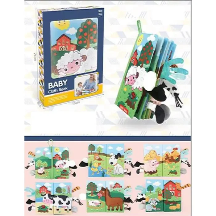 کتاب پارچه ای آموزشی جغجغه ای مدل حیوانات مزرعه کد 66531A4