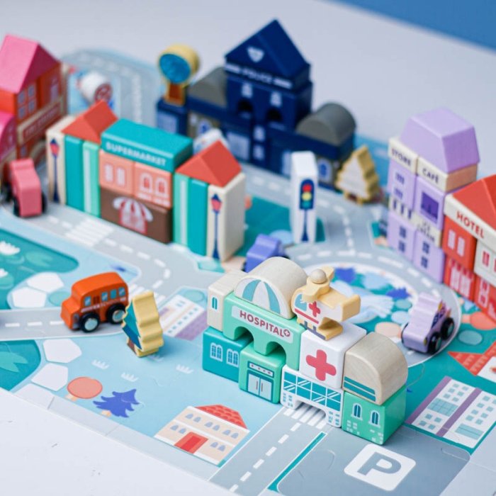 بریکس چوبی خانه سازی 115 تکه با صفحه بازی کد JHTOY101