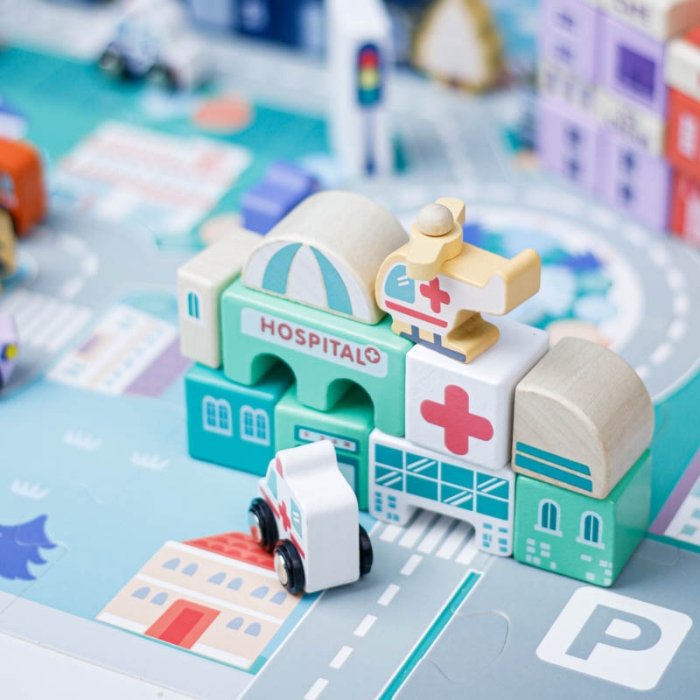 بریکس چوبی خانه سازی 115 تکه با صفحه بازی کد JHTOY101