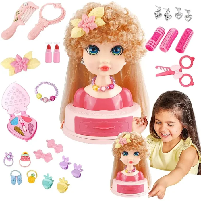 نیم تنه آرایش مو و صورت دخترانه مو فر کد SR004