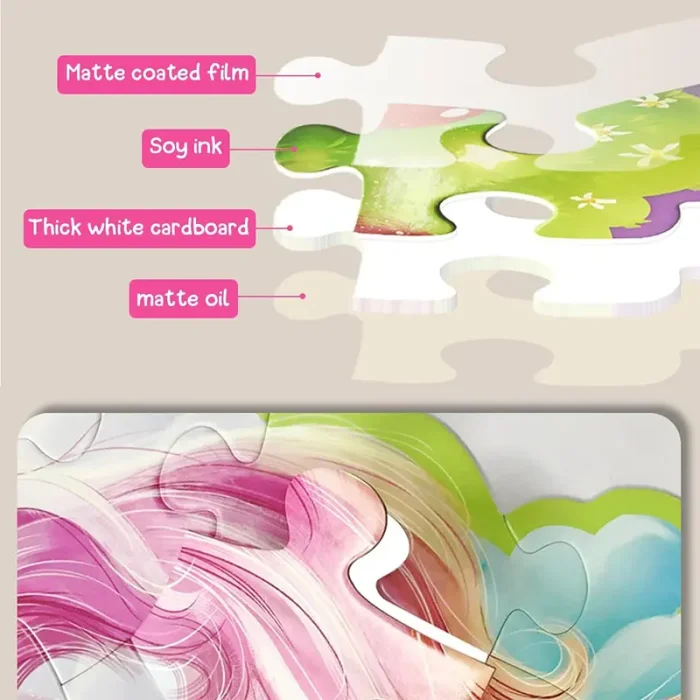 پازل کودک 45 تکه مدل یونیکورن GLITTER PUZZLE رنگین کمان کد 88949