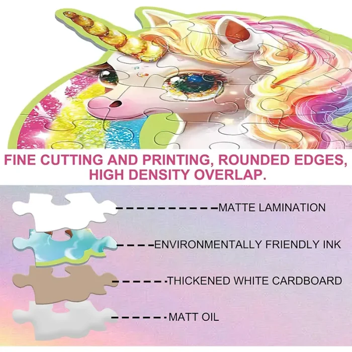 پازل کودک 45 تکه مدل یونیکورن GLITTER PUZZLE رنگین کمان کد 88949