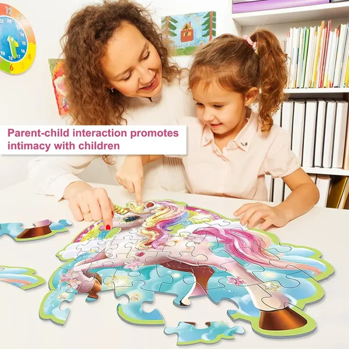 پازل کودک 45 تکه مدل یونیکورن GLITTER PUZZLE رنگین کمان کد 88949