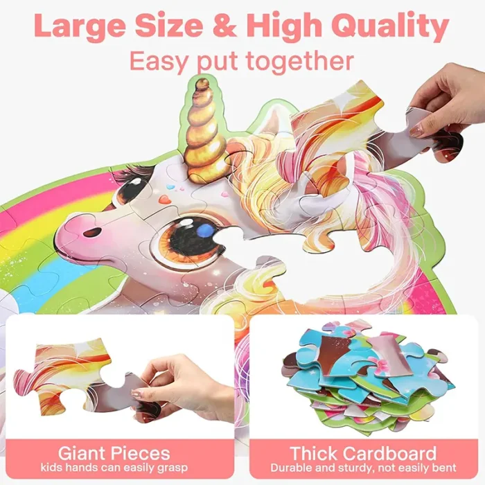 پازل کودک 45 تکه مدل یونیکورن GLITTER PUZZLE رنگین کمان کد 88949