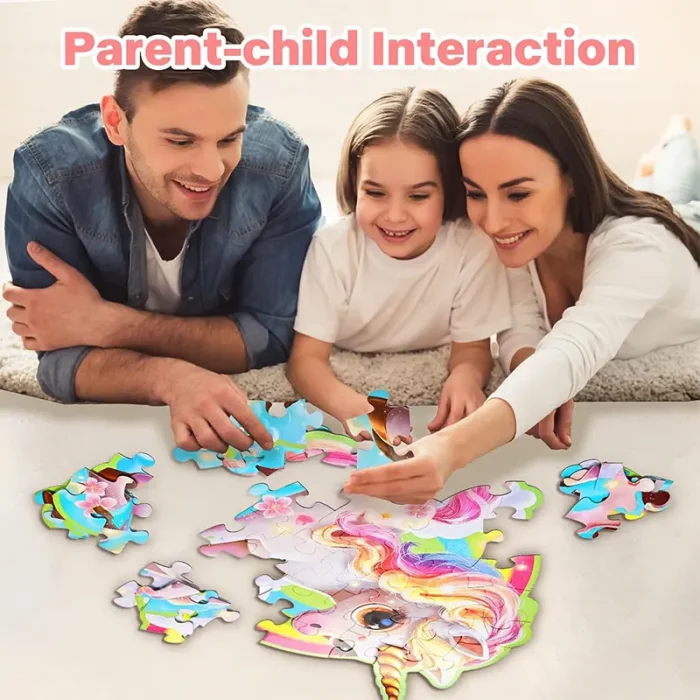 پازل کودک 45 تکه مدل یونیکورن GLITTER PUZZLE رنگین کمان کد 88949