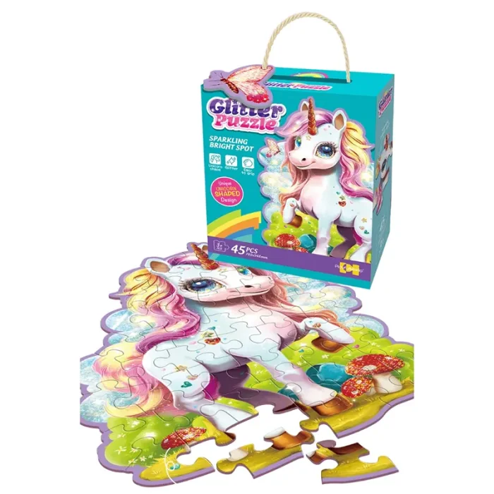 پازل کودک 45 تکه مدل یونیکورن GLITTER PUZZLE جنگل کد 88950