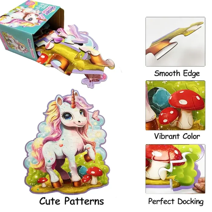 پازل کودک 45 تکه مدل یونیکورن GLITTER PUZZLE جنگل کد 88950