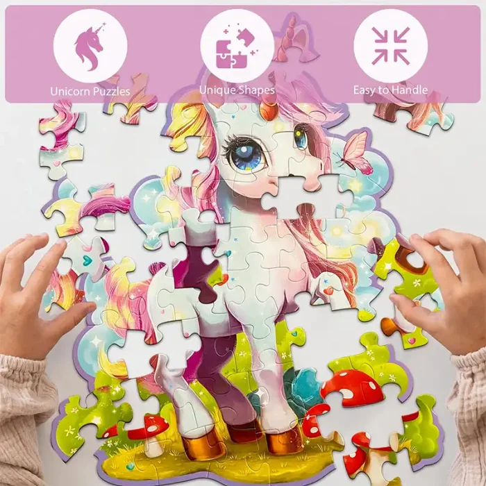 پازل کودک 45 تکه مدل یونیکورن GLITTER PUZZLE جنگل کد 88950