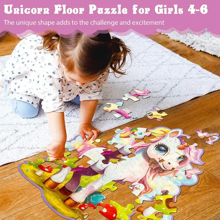 پازل کودک 45 تکه مدل یونیکورن GLITTER PUZZLE جنگل کد 88950