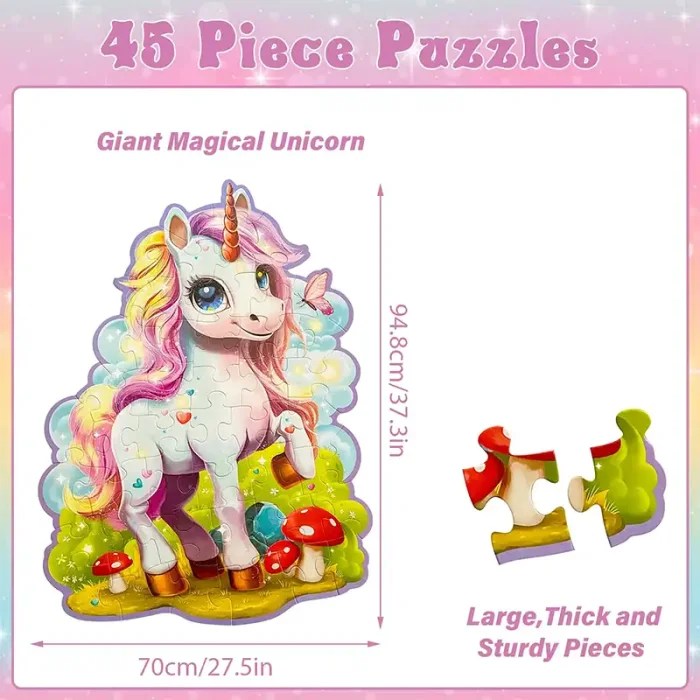 پازل کودک 45 تکه مدل یونیکورن GLITTER PUZZLE جنگل کد 88950