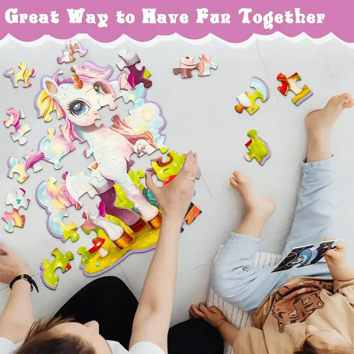 پازل کودک 45 تکه مدل یونیکورن GLITTER PUZZLE جنگل کد 88950