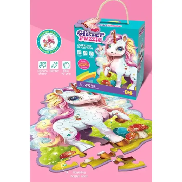 پازل کودک 45 تکه مدل یونیکورن GLITTER PUZZLE جنگل کد 88950