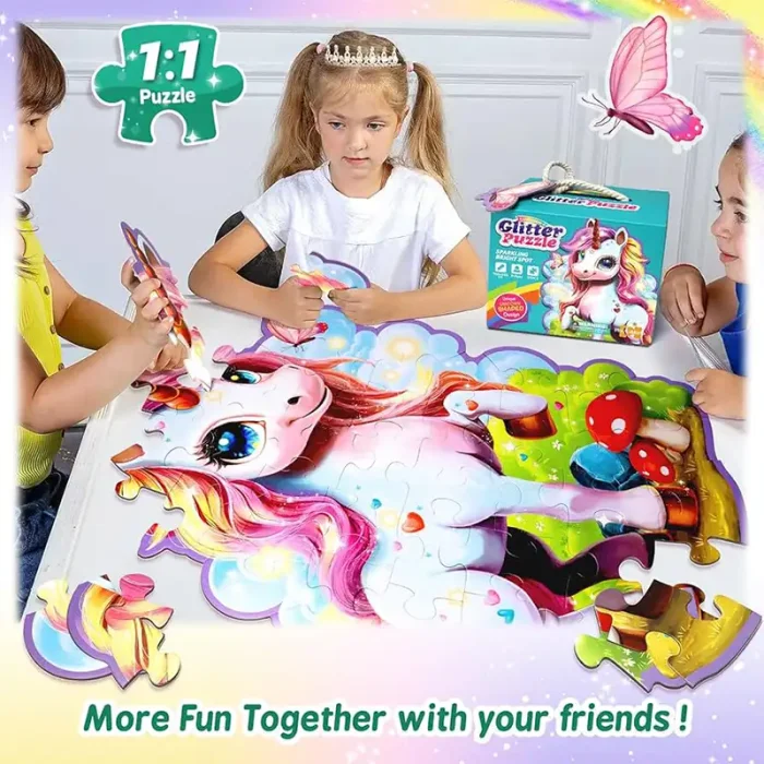 پازل کودک 45 تکه مدل یونیکورن GLITTER PUZZLE جنگل کد 88950