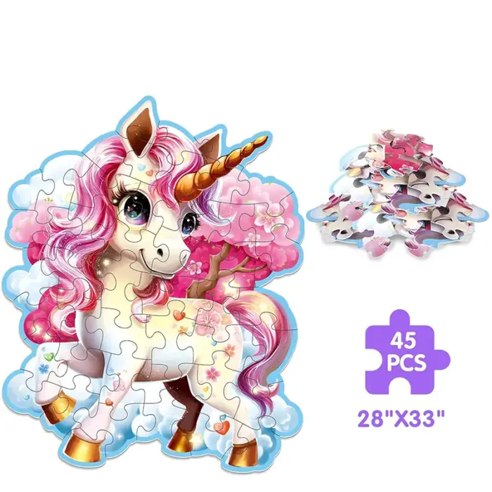 پازل کودک 45 تکه مدل یونیکورن GLITTER PUZZLE جادویی کد 88951
