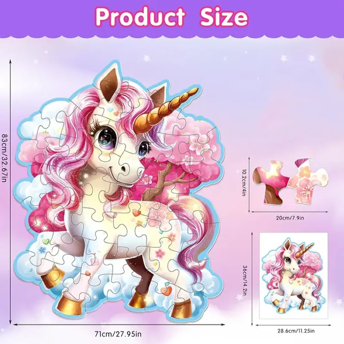 پازل کودک 45 تکه مدل یونیکورن GLITTER PUZZLE جادویی کد 88951