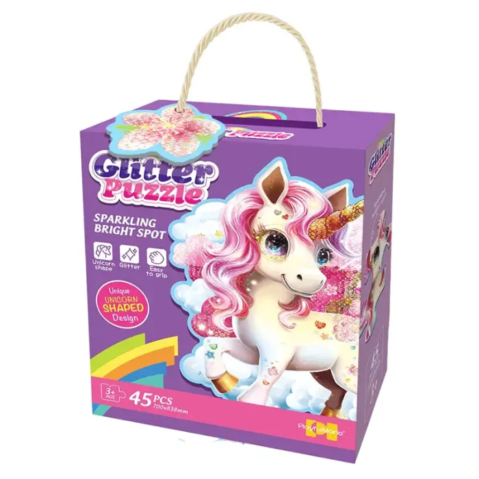 پازل کودک 45 تکه مدل یونیکورن GLITTER PUZZLE جادویی کد 88951