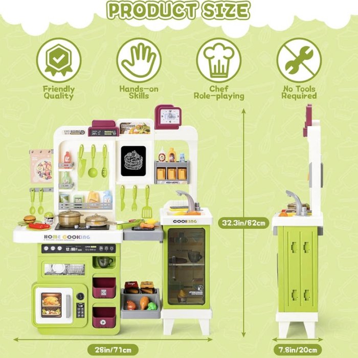 آشپزخانه کودک بزرگ 75 تکه رنگ سبز کد 948A