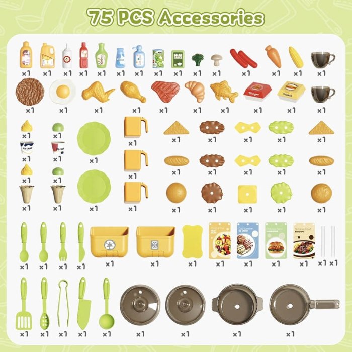 آشپزخانه کودک بزرگ 75 تکه رنگ سبز کد 948A