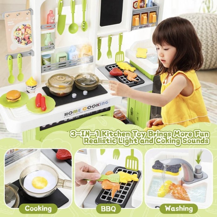 آشپزخانه کودک بزرگ 75 تکه رنگ سبز کد 948A