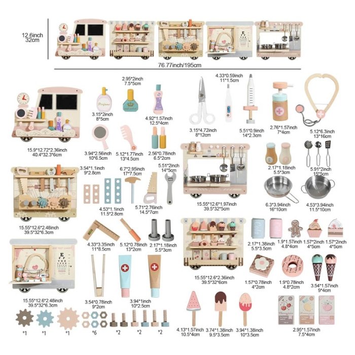 اسباب بازی چوبی ایستگاه مشاغل مدل قطار کد TB3225090168