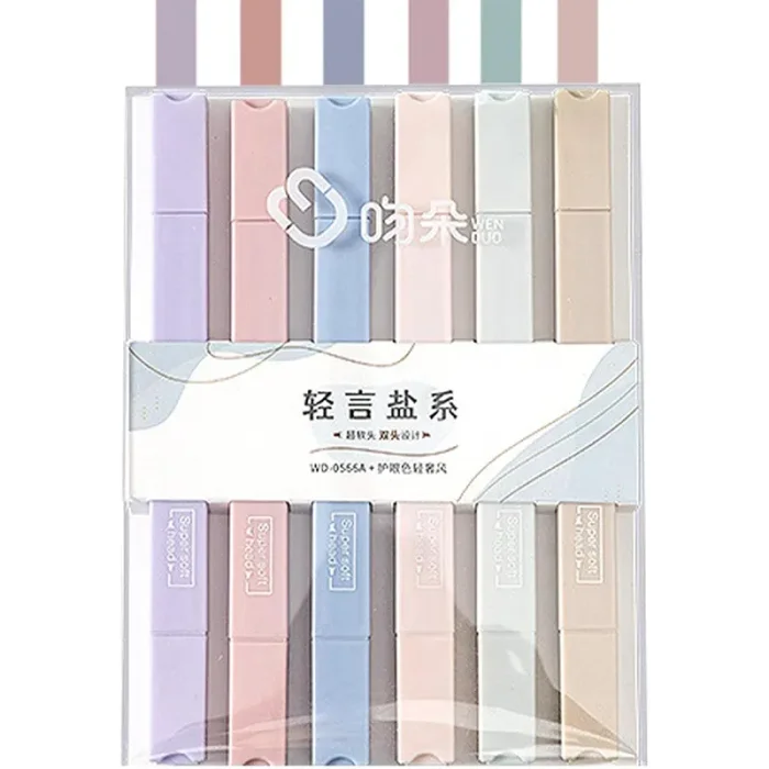 هایلایتر 6 عددی پاستلی نود دو طرفه کد WD0566B