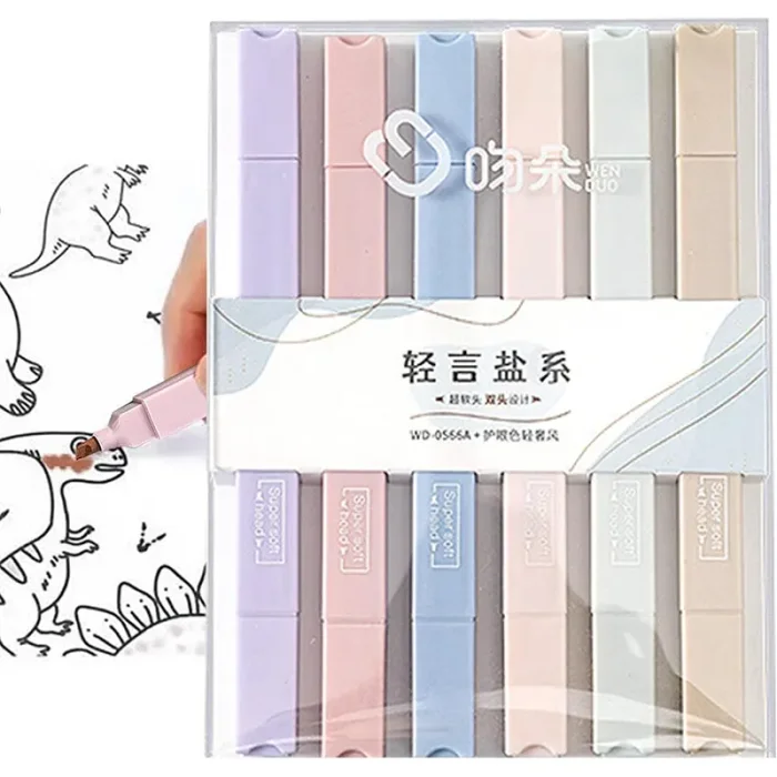 هایلایتر 6 عددی پاستلی نود دو طرفه کد WD0566B