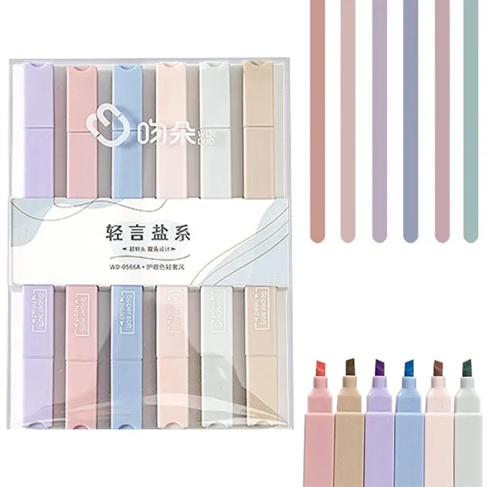 هایلایتر 6 عددی پاستلی نود دو طرفه کد WD0566B